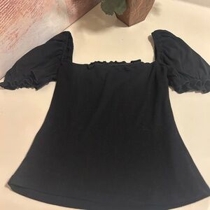 Women’s Black Shirt with Puffy Shoulders